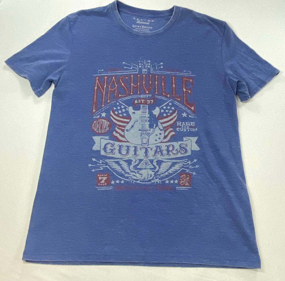 Lucky Brand Nashville Guitar Burnout Graphic Tee • Size Small